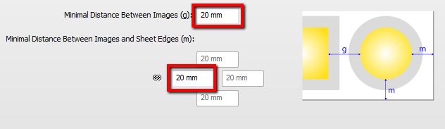 Rename it to Fotoba Marks, between 20 5. Change both Distance between images and Distance between images and sheet edges to 20 mm.