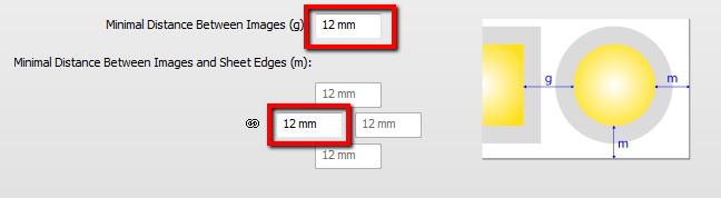 When you enlarge your images upfront with 1 mm, you need to reduce the distances between the images equally. You can reduce these distances as follows: 1.