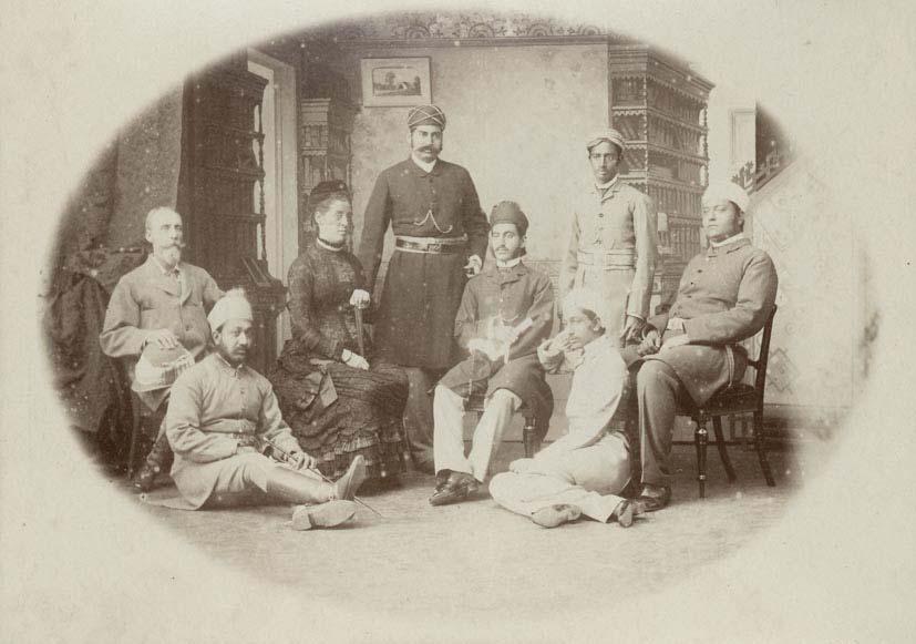 2 HYDERABAD. Group. Captain and Mrs. Clerk and Mahbub Ali Khan, Asif Jah VI (Nizam). ca. 1870-1880, Original photograph, albumen print, 9,2 x 12,8 cm. 500,00 Mahbub Ali Khan, Asif Jah VI.