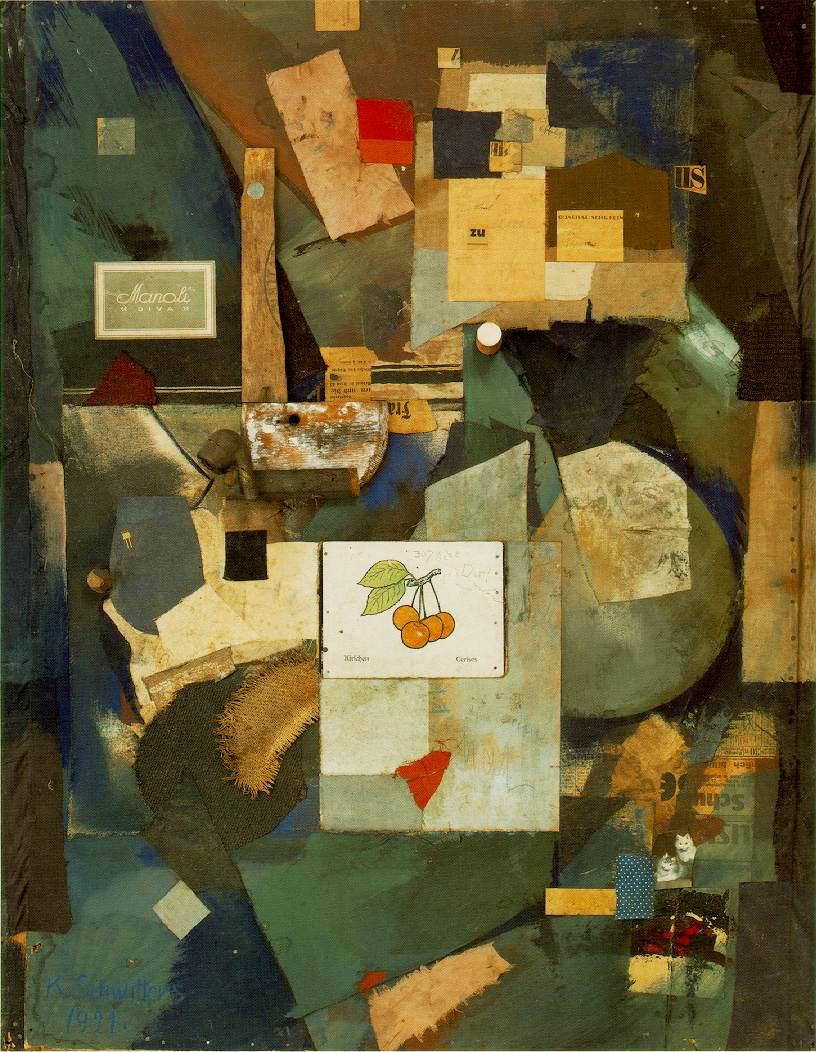 Kurt Schwitters This highly animated picture is dominated by rectangular pieces of paper that cover the surface of the work.