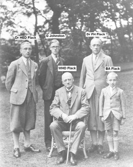 By 1932, Harry s father, William Henry Douglas Flack, aged 82 was in frail health. A family get-together at Brookside near Burnley in 1934 provided a great opportunity for family photographs.
