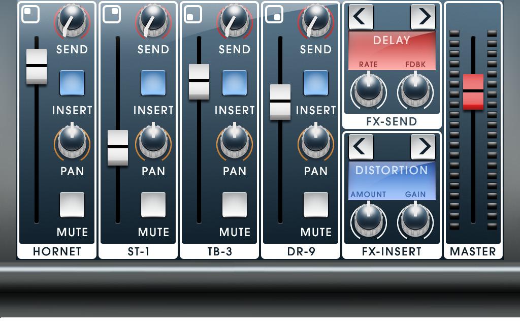 20 Mixer Four Channel Mixing Console MIXER CHANNEL CONTROLS The send knob sends a portion of the device audio to FX -