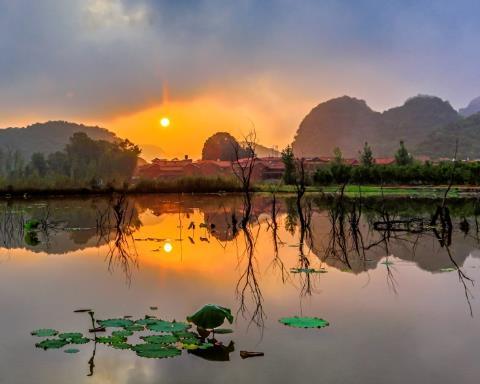 Still Hunan Sunrise By John Davis Yellow