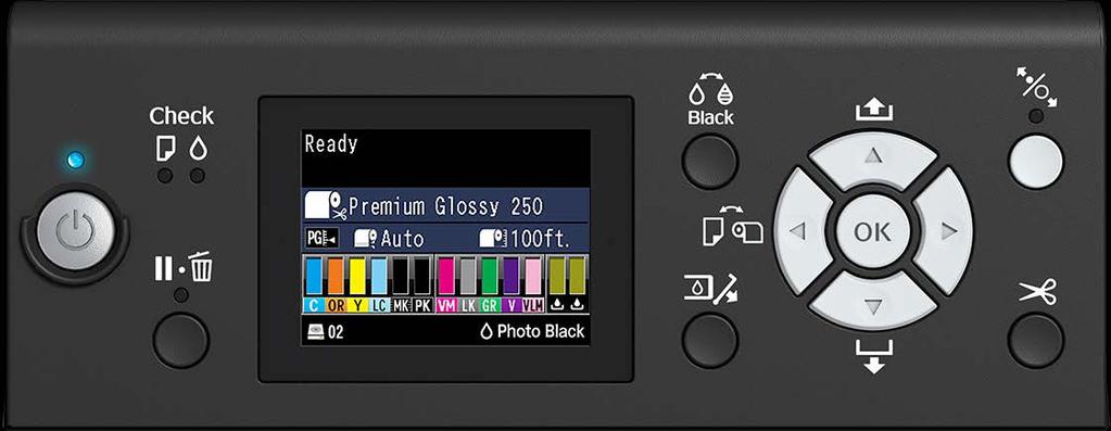 Front Control Panel Overview Epson SureColor P-Series Selected Media Type Roll Media
