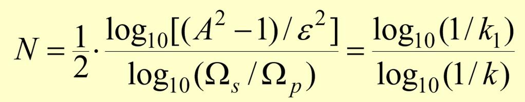 Butterworth Approximation (3/5) Ω c and N are thus determined from Solving the above we get Since order N must be an integer, value obtained is rounded up to the next highest integer N is used next