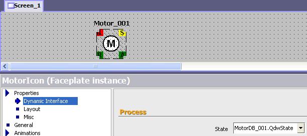 3.2.4 Using the faceplate icon Since the faceplate icons always have to display the status of the corresponding motor, irrespective of the pointer (just like the messages), it is necessary to link