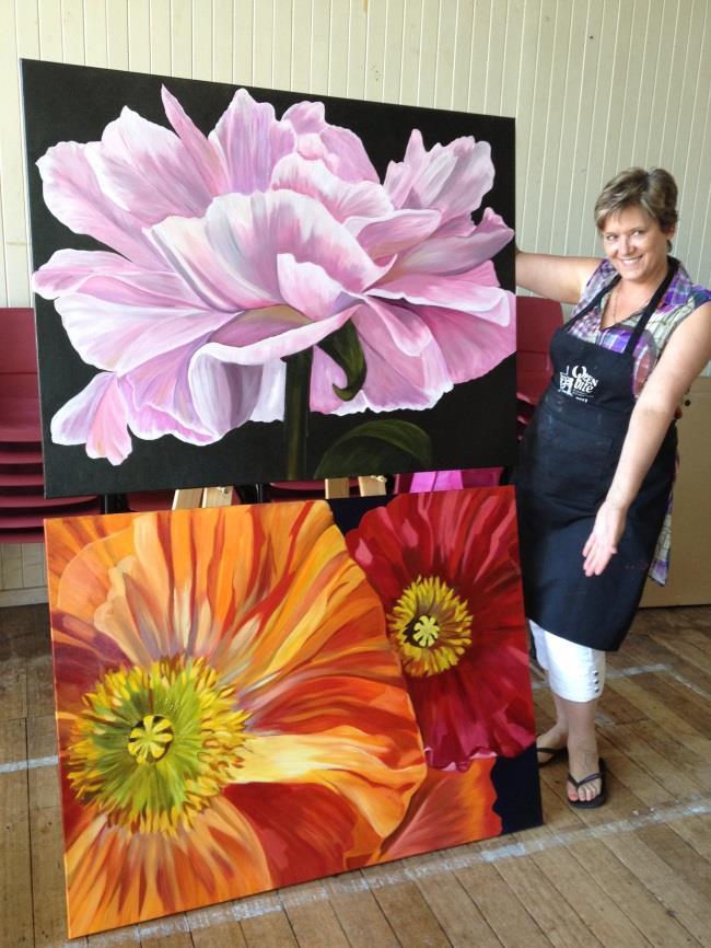 Caroline also painted a peony rose with a myriad of petals and changing hues. Fantastic work Caroline.