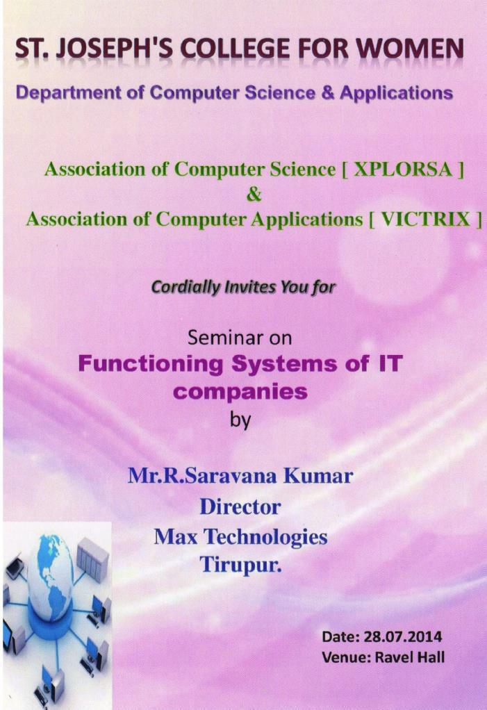 SEMINAR ON FUNCTIONING SYSTEMS OF IT COMPANIES