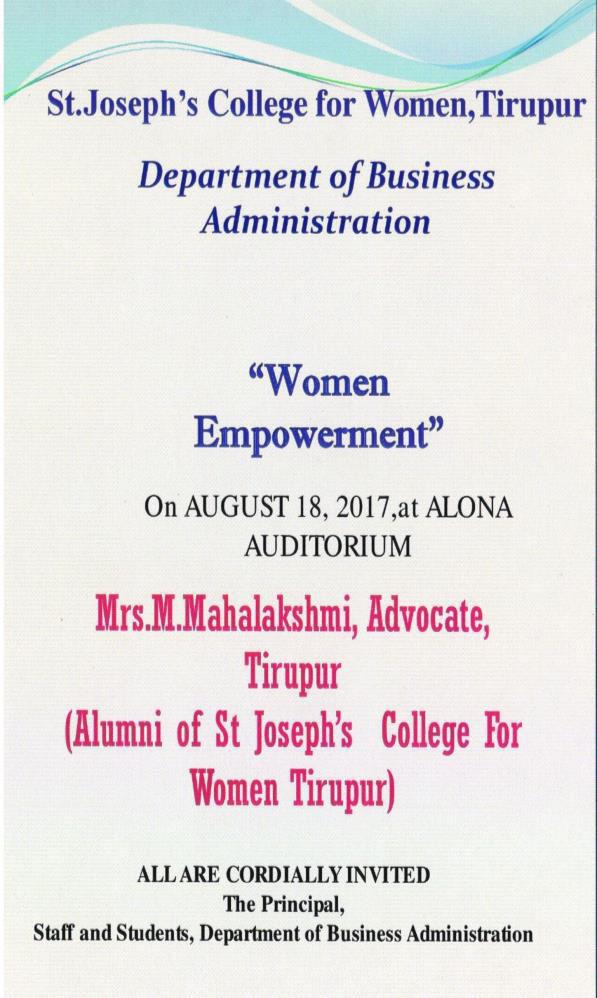 WOMEN EMPOWERMENT DEPARTMENT OF BUSINESS ADMINISTRATION 18.08.