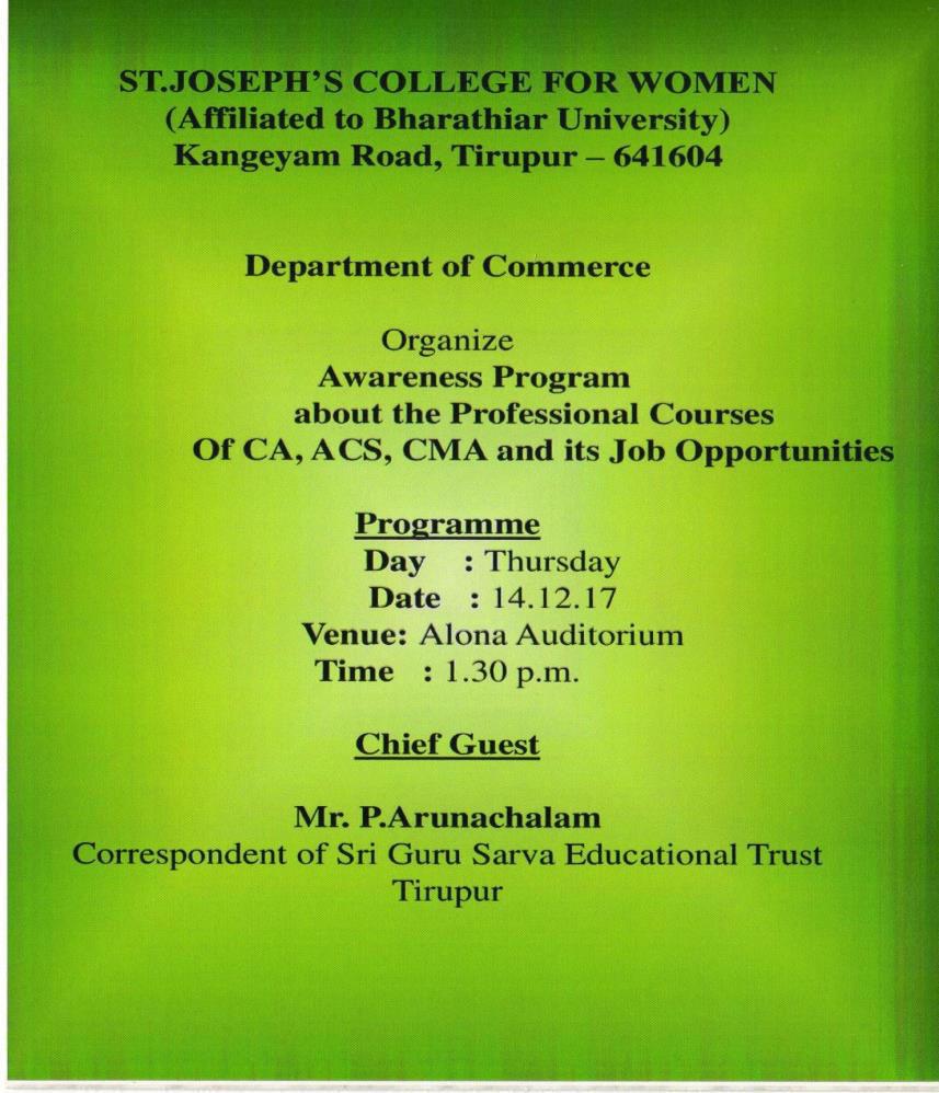 AWARENESS PROGRAM ABOUT THE PROFESSIONAL COURSES DEPARTMENT OF COMMERCE 14.12.