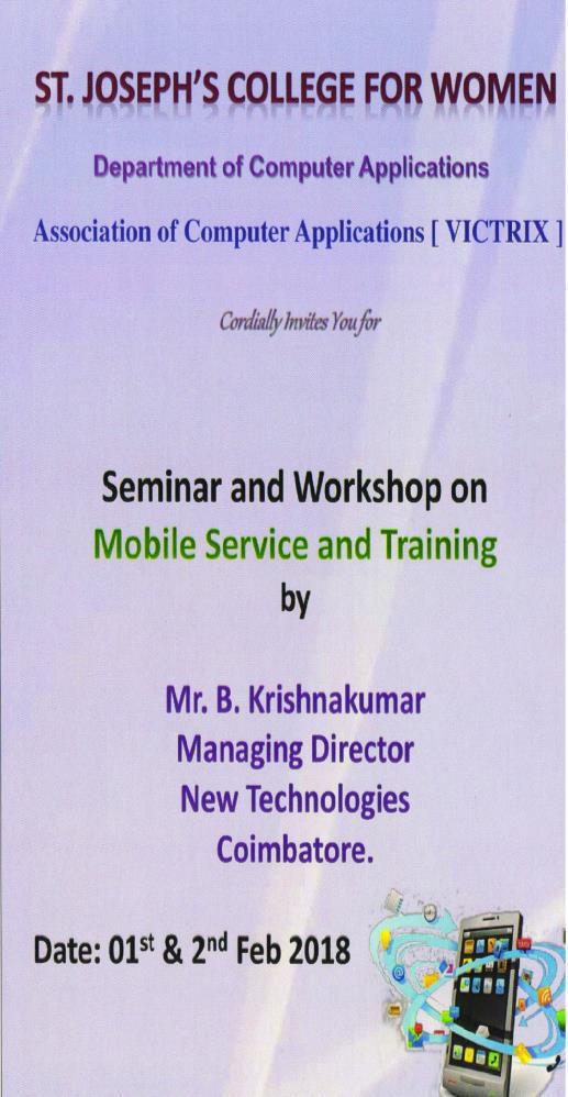 WORKSHOP ON MOBILE SERVICE AND TRAINING DEPARTMENT OF
