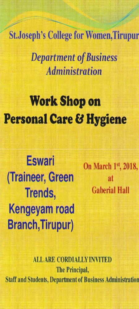 WORKSHOP ON PERSONAL CARE