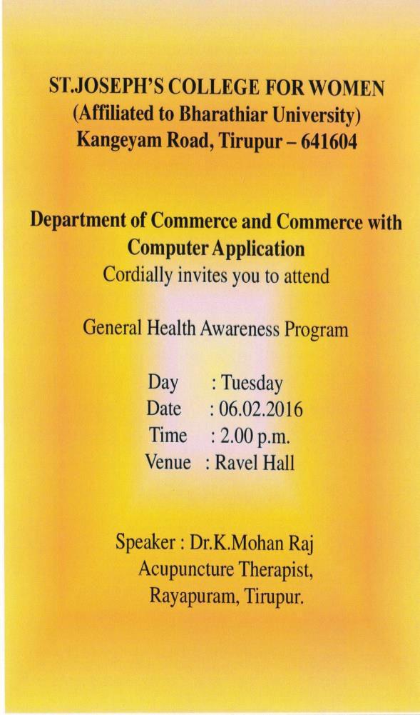 GENERAL HEALTH AWARENESS PROGRAM DEPARTMENT OF COMMERCE 06.02.
