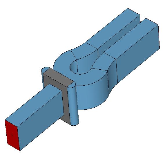 Adapted model of the coupling structure - λ w 4 waveguide realized by laser-cut aperture - main feed line bent >>