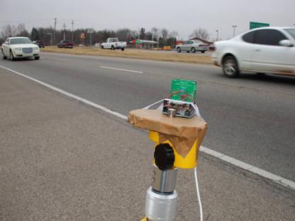 Figure 36: Collecting data on High Way 9. In Figure 37, sample statistical results of the recorded traffic flow with the sensor module are depicted.