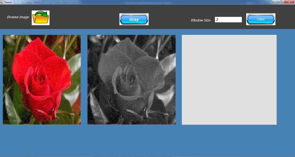 If the browsed input noisy image is colored image then it will get converted into gray scale image first and