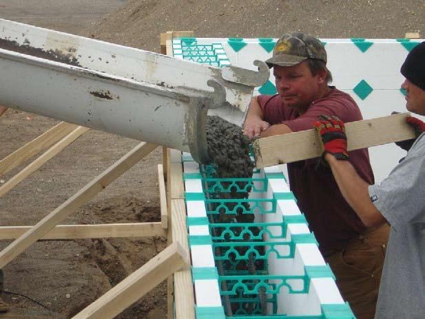 Standard concrete mix designs can be used with Diamond Snap-Form ICF system (always check with local codes): - 3/4 aggregate size is commonly used - 5 slump