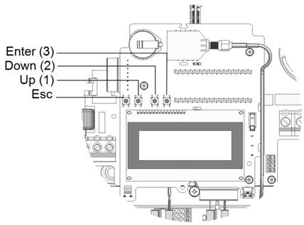 Chapter 6: User Interface Chapter 6: User Interface LCD User Buttns Fur buttns are lcated inside the inverter abve the LCD panel and are used fr cntrlling the LCD menus, as shwn belw: Figure 17: LCD