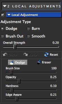 Settings & Parameters Contents Local Adjustments This tab allows you to selectively apply image adjustments using an intuitive brush.
