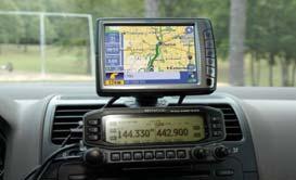 Kenwood dual bander plugged into the Avmap G5 GPS position display. T8D03 A Global Positioning System receiver is normally used when sending automatic location reports via amateur radio.