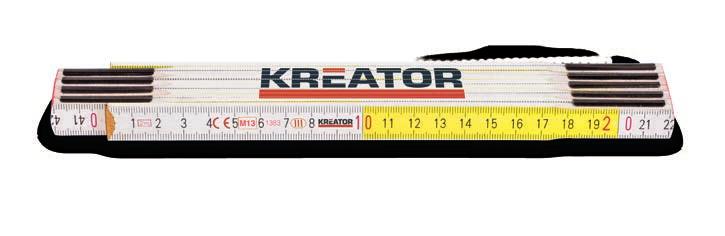 Folding rulers 3 FOLDING RULERS Easy to carry and fold out, these 2m Kreator rulers will fold where tapes won t bend. Feature in ABS or wood, with double sided print.