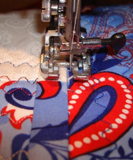 Sew a 1 x 2 ½ piece of Border fabric to both ends of