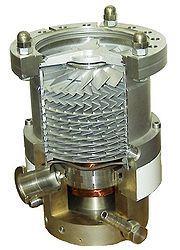 cold trap (limits oil vapor migration) 7 1 ) Pumping system: Secondary vacuum Turbomolecular pumps
