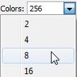 3) Change the number of colours to the lowest amount you can without too much loss in image quality.