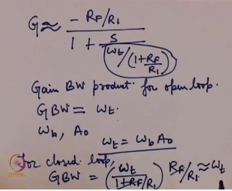 If you make this substitution this gain expression turns to something like this Rf upon R1 upon 1 + 1 upon A0 1 + Rf upon R1 + S upon omega t upon 1 + Rf upon R1 okay you know usually this A0