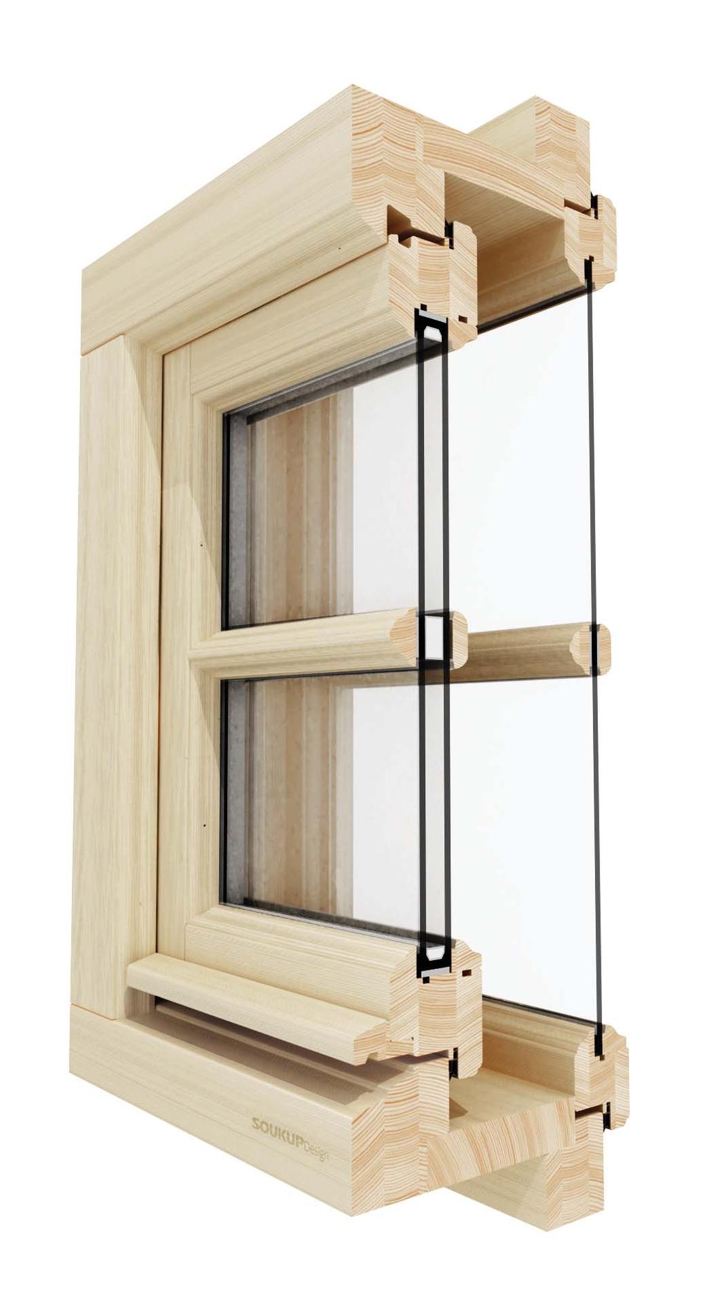 Double sash window for historical buildings Window with single glazing Old Vienna 44+44 This construction aproaches to the original window with putty.