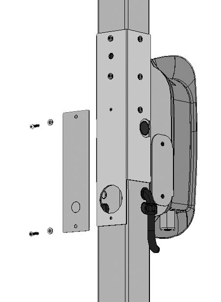 Secure the cover plate to the back of the Single- Mount Pedestal with two (2) 1/4-20 x 3/4 Torx flathead tapered screws and neoprene washer as shown in Figure 28.