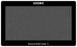 1) Exposure Profile Target II Simpler to use, this target consists of a central 18% gray patch that is surrounded by 25 patches arranged in 1/6 th stop values that are