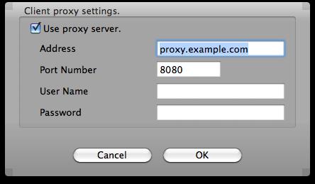 d) Setting Client Proxy If HTTP proxy server settings are required in order to be able to use the update notification function, set them at this screen.