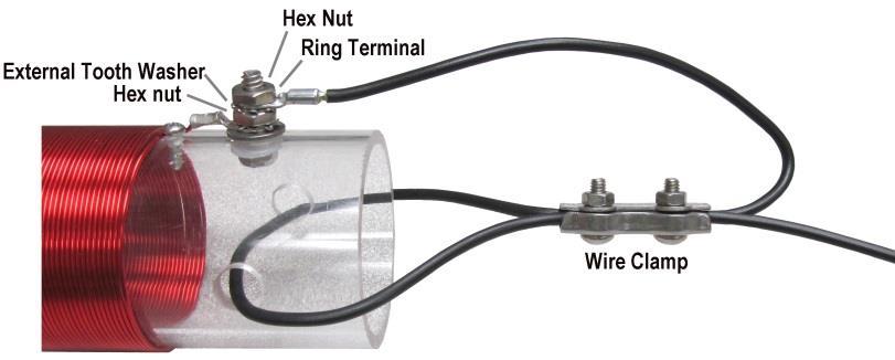Adjust wire lengths if needed to avoid sharp bends and still allow strain relief as shown.