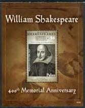 Souvenir 35 1289 65 William Shakespeare Sheet of 6.