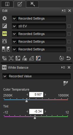 The Edit Palette Most image adjustments are performed using the edit palette, which consists of a tool list, an adjustments palette, and tool buttons.