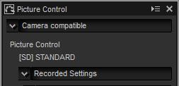 Picture Control (RAW Images) Adjust Picture Control settings. The pull-down menu in the tool list offers a choice of preset Picture Controls.