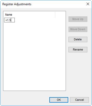 2 Select Register Adjustments from the pull-down menu in the tool list.