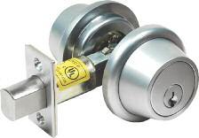 5 Grade 1 strength and operational requirements UL Listed deadbolt, 1" throw, stainless steel For door thickness