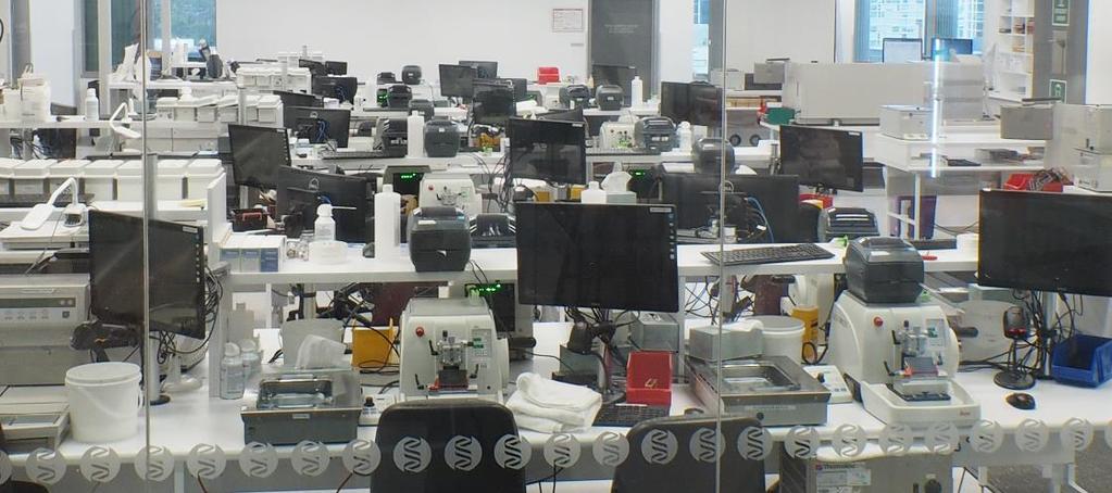 8 Embedding Stations 16 Microtomy Stations all Leica 2255 Automated Microtomes, slide label print on demand 3 Prisma Stainer/Film Coverslippers LIS