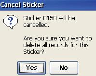 CANCEL STICKER Press the Cancel Sticker button on