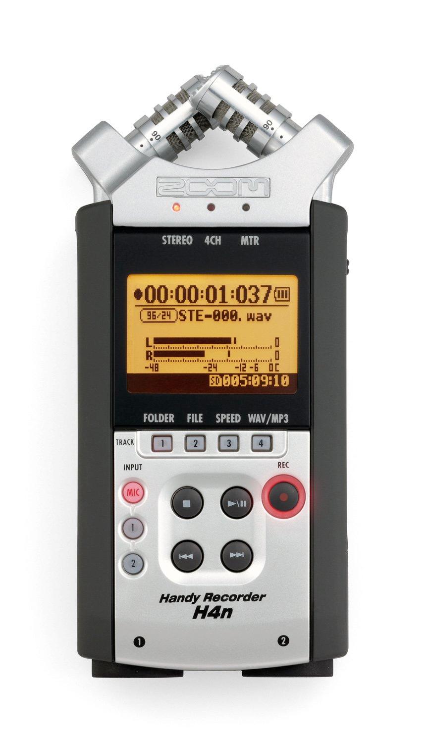 H4n Zoom Recorder The Zoom H4n is a small, portable digital audio recorder which runs from battery or mains power. It s designed for studio use and field recording.