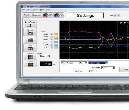displacement sensor series 459 Easy setup PC software -Navigator (included with delivery) With delivery, the series comes with software that lets you easily configure settings from a PC.