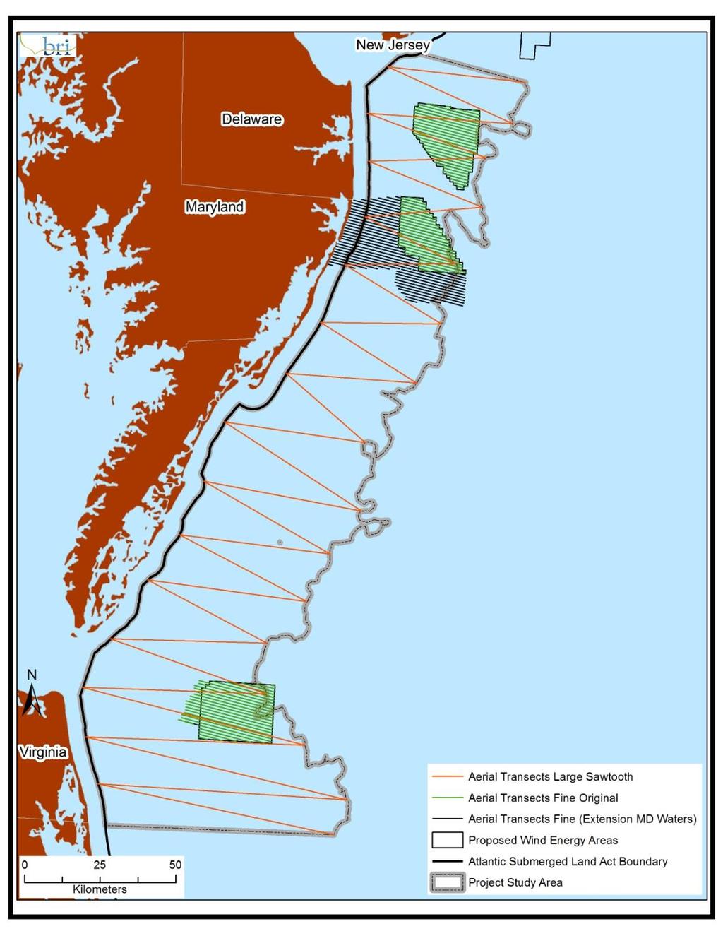 Figures Figure 2-1. Map of aerial survey transects for the Mid-Atlantic Baseline Studies and Maryland Extension Projects.