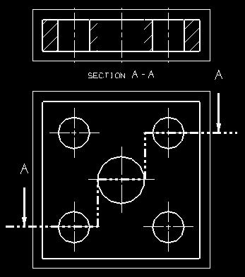 Drafting K4 Sections 2 Section View Example: stepped section 1. Parent view 2.