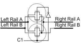 Power Ring C1=0 Right Rail A = Right Rail B = (b) Forward connection Figure 15. The two-rail PS layout with disconnected rows. 4.
