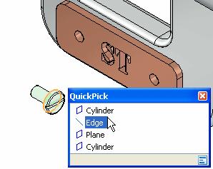 Lesson 2 Introduction to creating assemblies Right-click, then use QuickPick to select the
