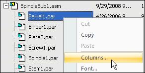 Lesson 2 Introduction to creating assemblies Add the Material property column By default, the Material property column is not