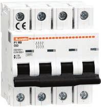Miniature circuit breakers 1 to 63A 4P - 10kA 4 module P1 MB 4P... Order code Curve IEC IEC N of Qty Wt Four pole, thermal and magnetic trip type, B-type P1 MB 4P B01 B 1 10 4 3 0.