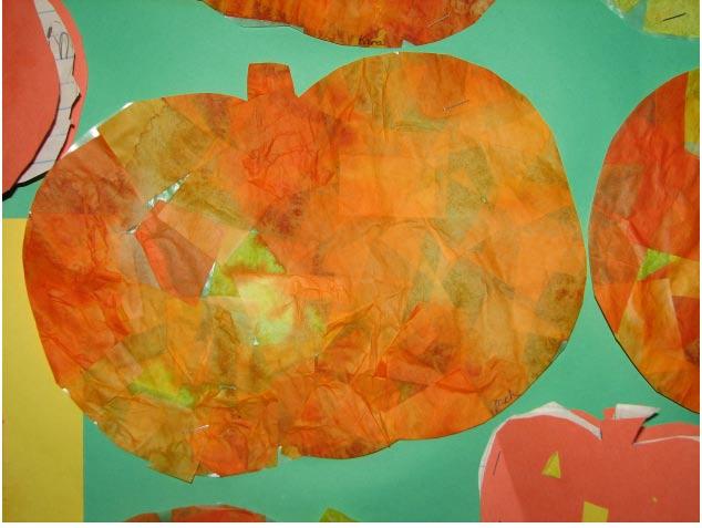 Pumpkin Tissue Paper Craft Want a great idea for orange tissue paper? How about a tissue paper pumpkin craft? Easy and fun, this project is perfect for a craft project this Thanksgiving.